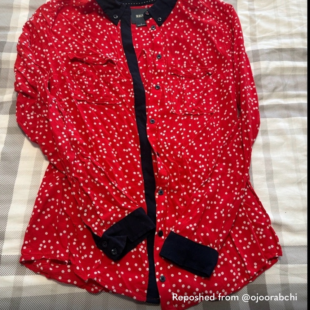 Maeve Red Polka Dot Button Down Shirt - Picture 4 of 4